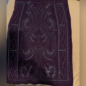 Purple Embellished Midi Cocktail Skirt
